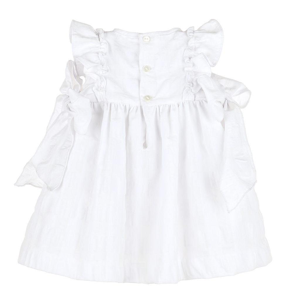 Sophie & Lucas Girls White Gingham Dress with Side Bows