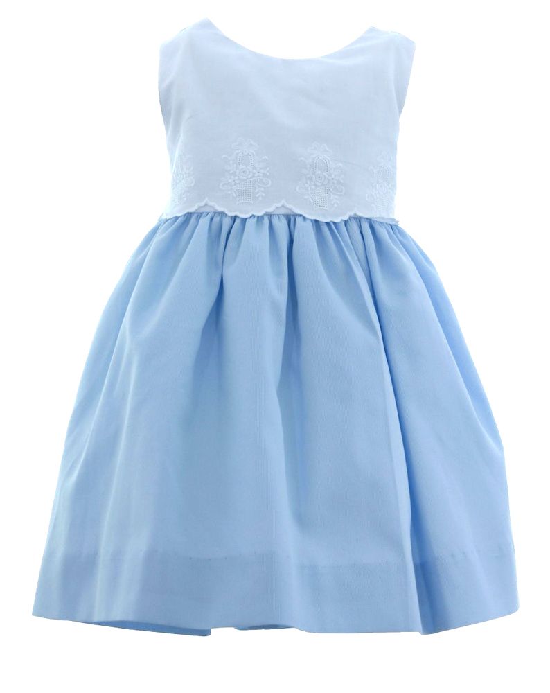 Susanne Lively Baby / Toddler Girls Blue Dress White Lace Bodice