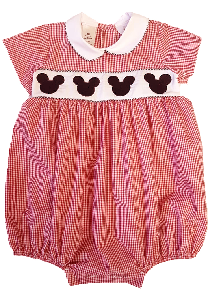 The Best Dressed Child Baby Boys Embroidered Mouse Ears Bubble Red