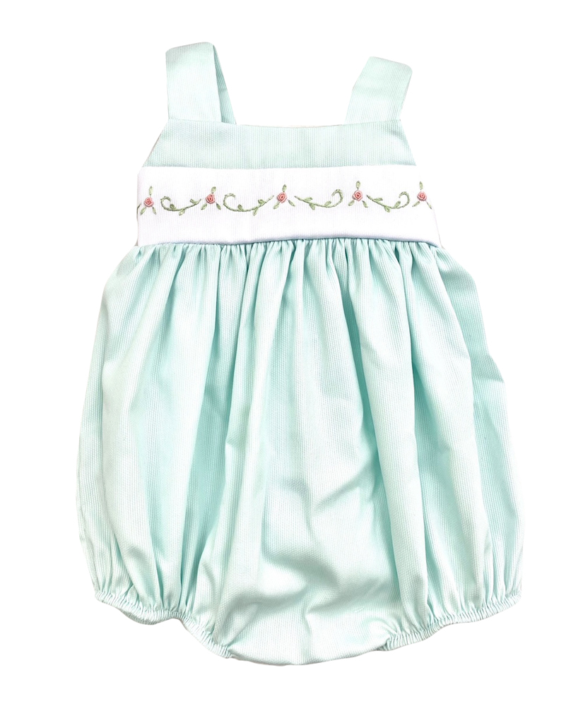 The Best Dressed Child Baby Girls Pique Bubble with Embroidery Pastel