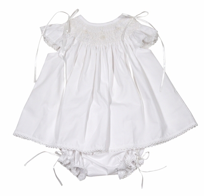 The Best Dressed Child Baby Girls Sweet White Smocked Bloomers Set - Trimmed in Bows & Lace