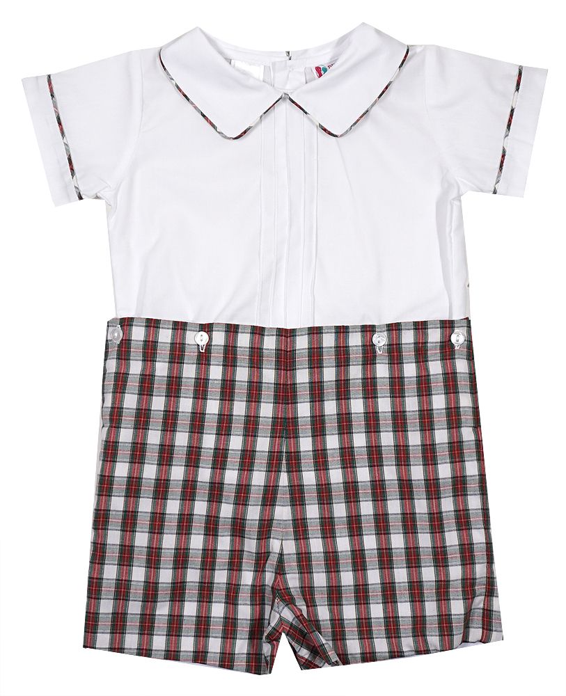 The Best Dressed Child Baby / Toddler Boys Red Holiday Plaid Button On