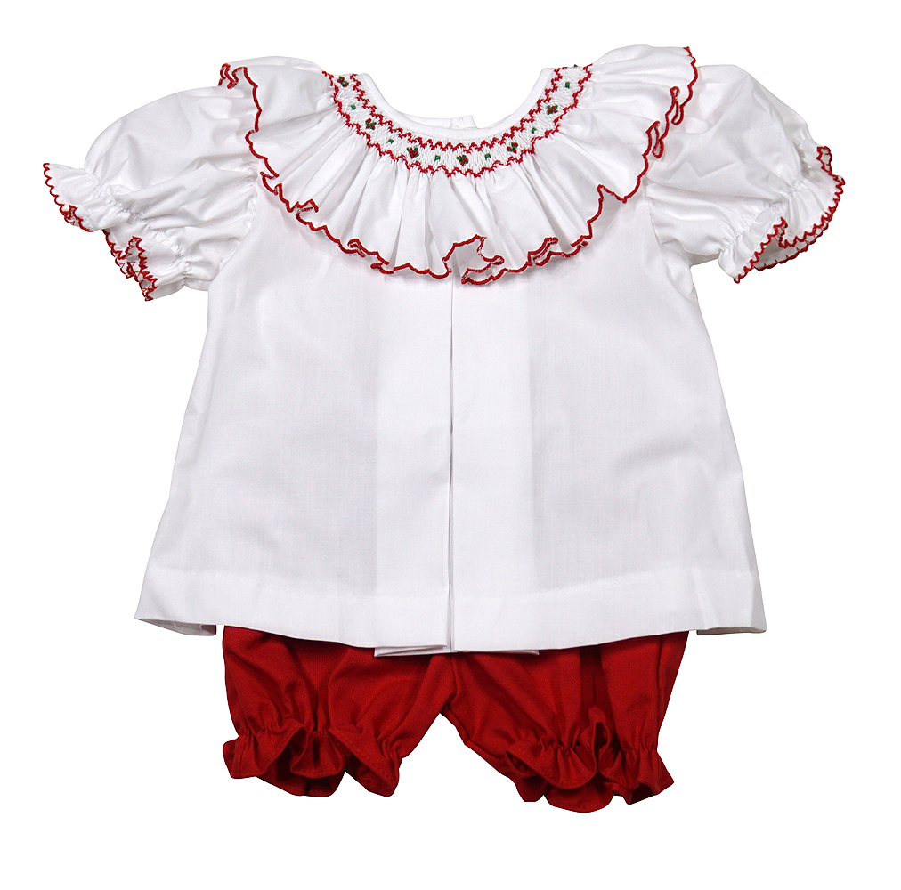 The Best Dressed Child Baby / Toddler Girls White / Red Ally Smocked