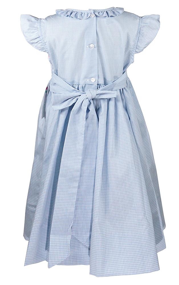The Best Dressed Child Girls Blue Gingham Smocked Pelicans Dress