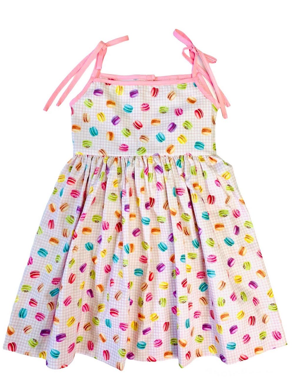 The Best Dressed Child Girls Dress with Ties Macaron Print