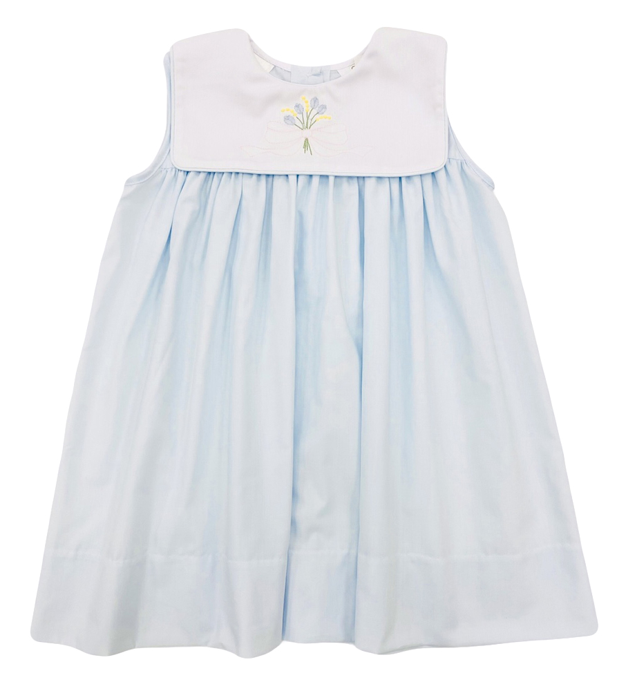 The Best Dressed Child Girls Embroidered Collar Dress Blue