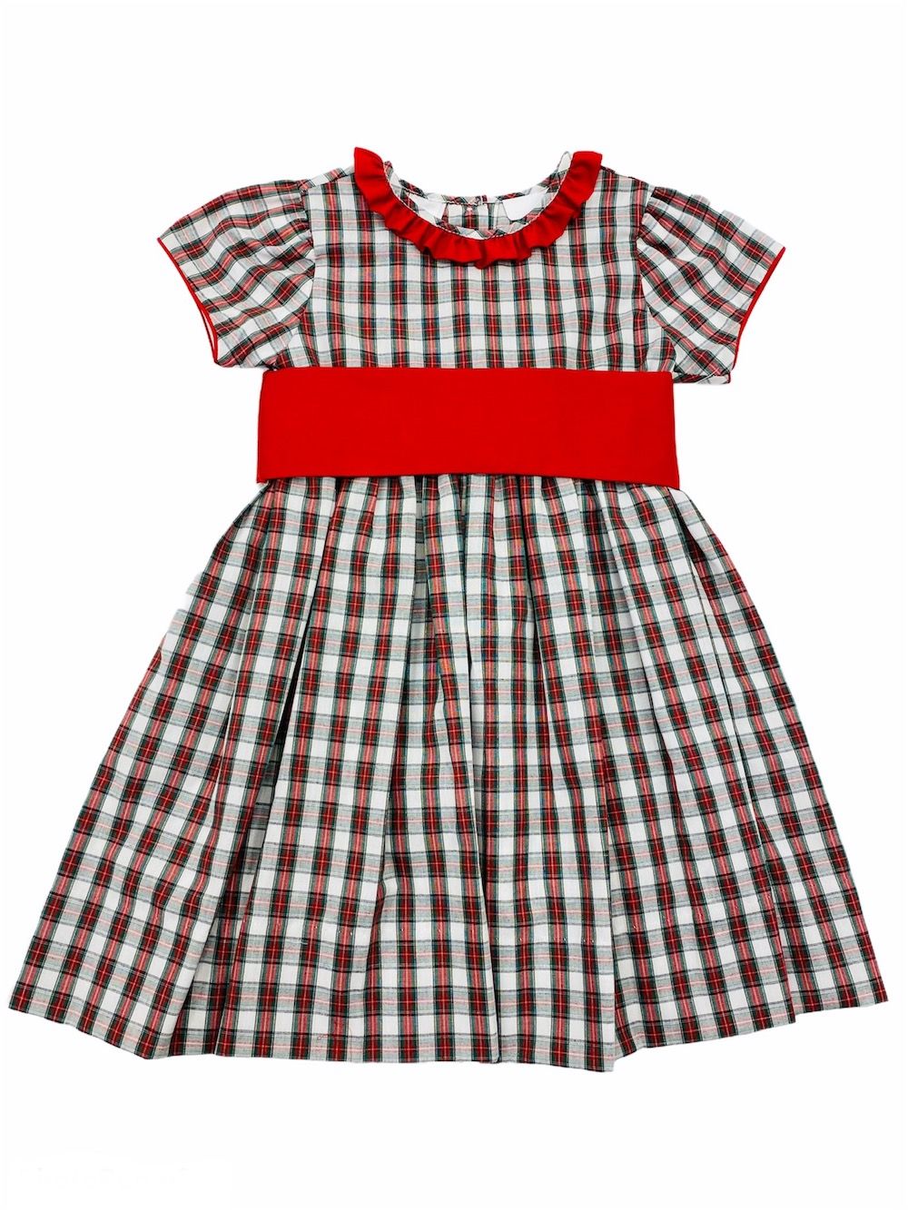 The Best Dressed Child Girls Holiday Plaid Christmas Dress Red Sash