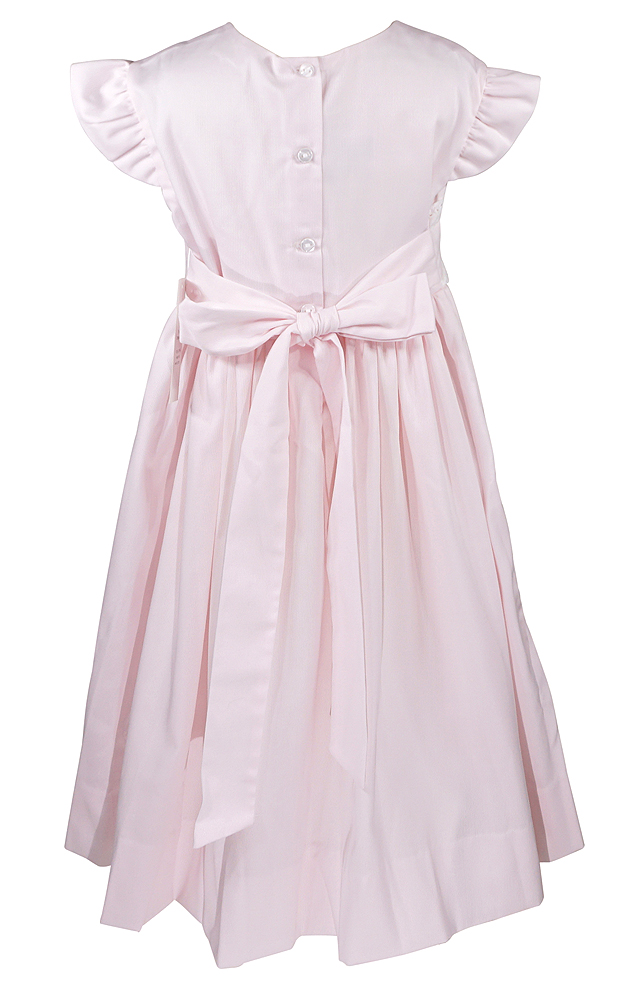 The Best Dressed Child Girls Pique Embroidered Dress with Sash Pink