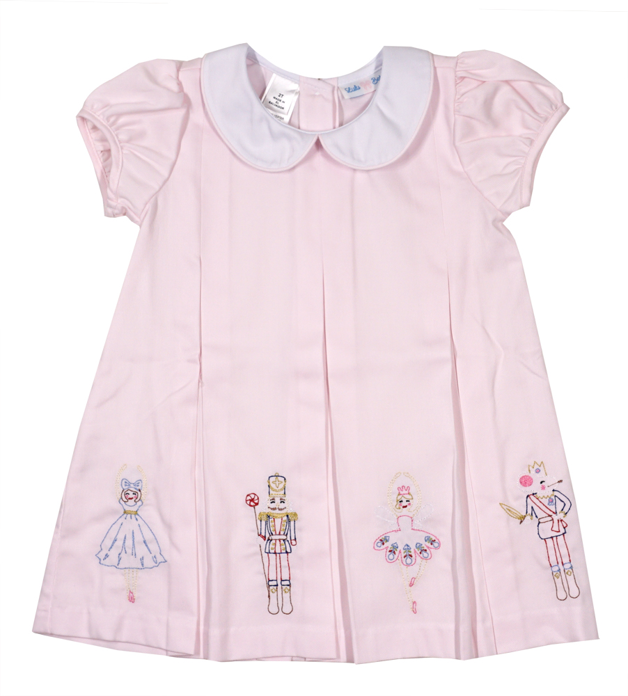 Best Dressed Child by Lulu Bebe Girls Pleat Dress Embroidered Nutcracker Ballet Pink