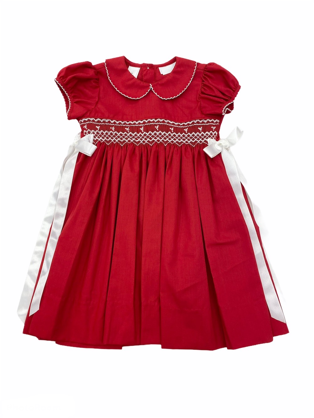 The Best Dressed Child Girls Red Smocked Dress with Side Bows