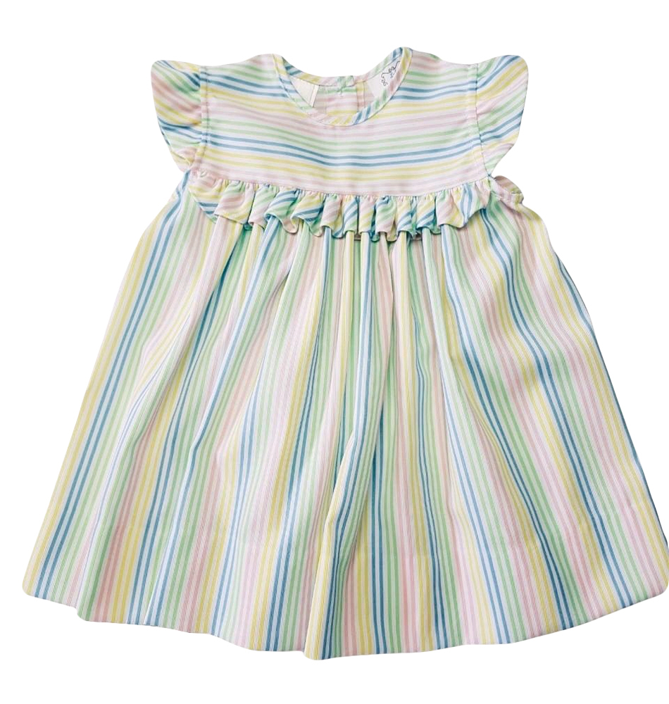 The Best Dressed Child Girls Ruffle Dress Pastel Stripes