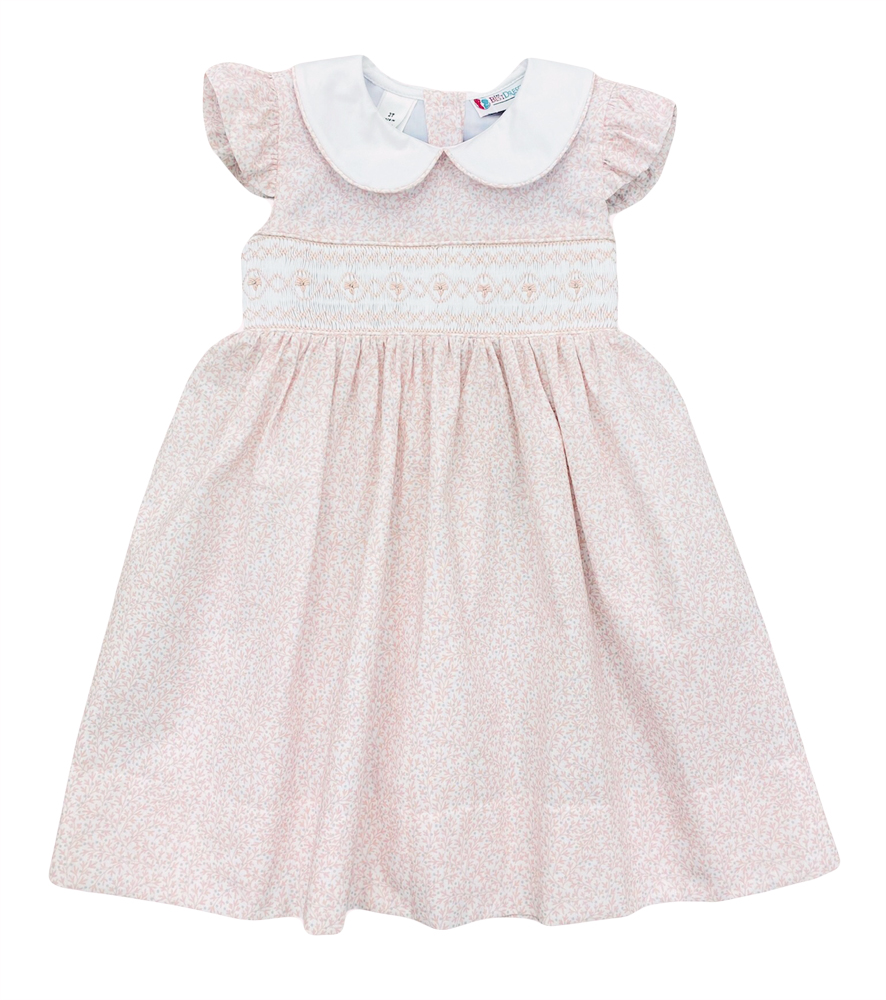 The Best Dressed Child Girls Smocked Dress with Collar Pink Floral