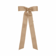 Wee Ones Girls Grosgrain Hair Bow with Streamers - Scallop Edge - Tan Oat