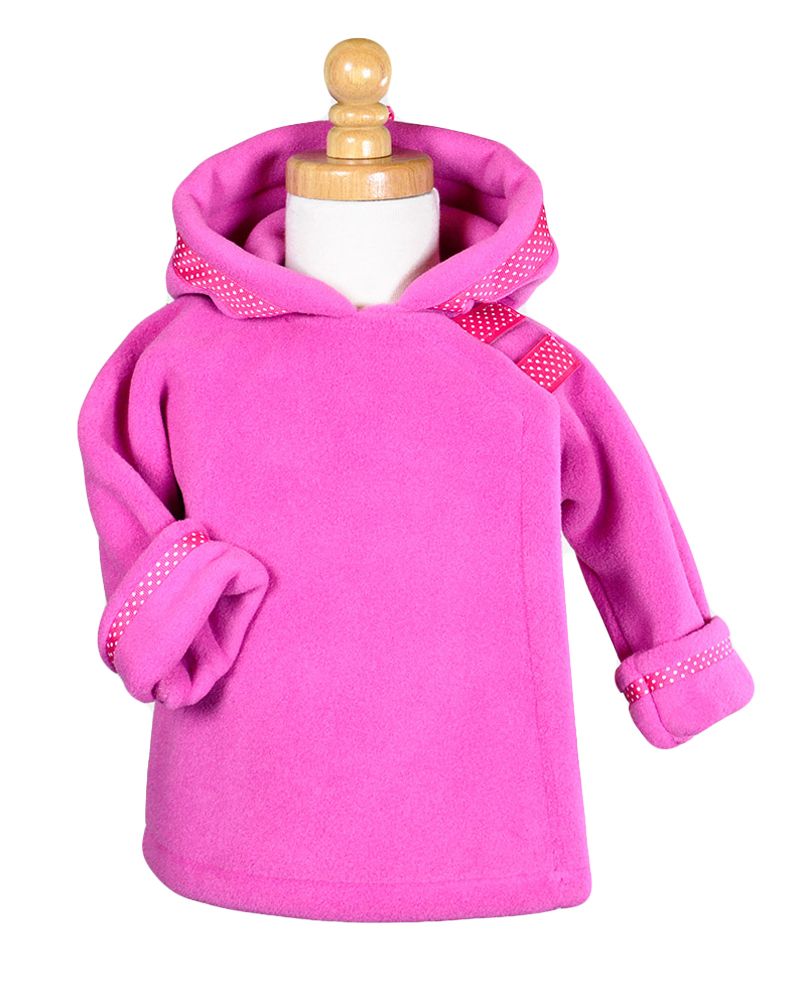 Widgeon Girls Fleece Jacket Coats Dotted Ribbon Trim Hot Pink Fuchsia