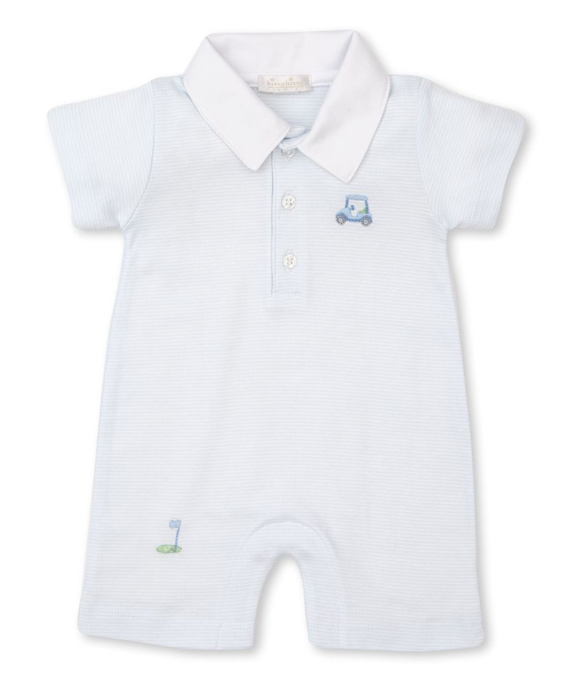 Kissy Kissy Baby Boys Blue Striped Premier Golf Playsuit with Collar