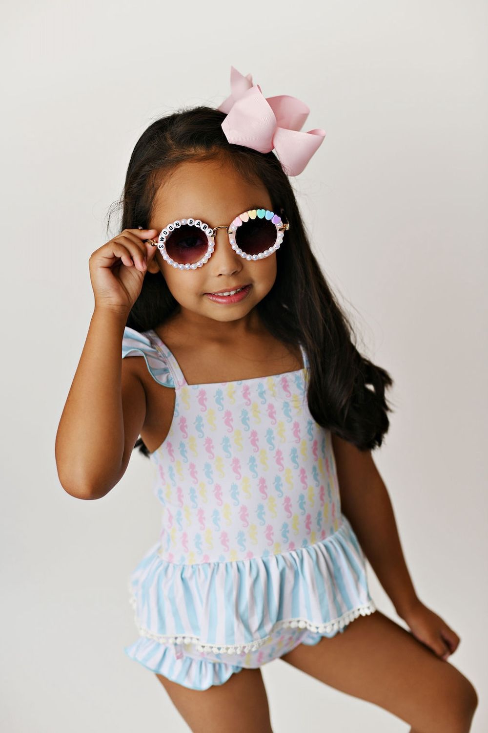 Swoon Baby Girls Two Piece Tunic Swimmy Swimsuit Pastel Sea Horses