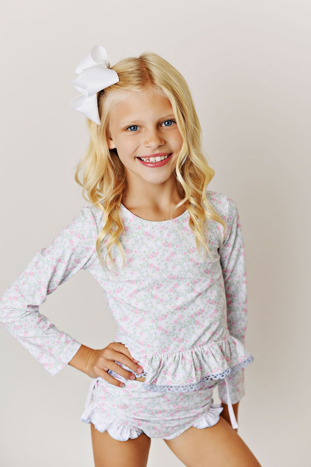 Swoon Baby Girls Two Piece Rashguard Swimmy Swimsuit Pink Floral