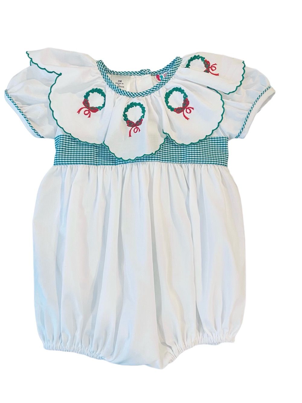 The Best Dressed Child Baby Girls White Christmas Bubble Embroidered