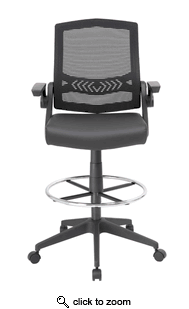 Mesh Drafting Stool with Flip Up Arms