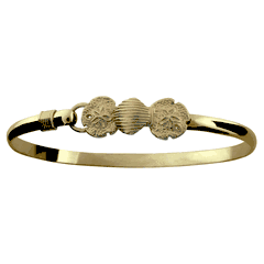 1 Scallop and 2 Sand Dollar Bracelet - 14K Yellow Gold 4mm Wide