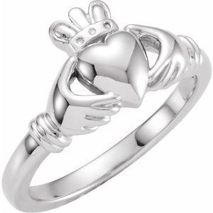 10K White Claddagh Ring - 19331:158521:P