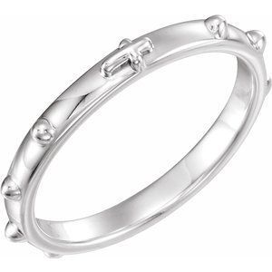 10K White Rosary Ring Size 6 - R16603:77732:P
