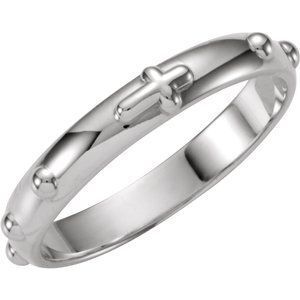 10K White Rosary Ring Size 9  - R16644:1663940:P