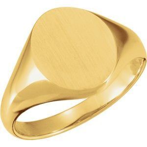 10K Yellow 11x9.5 mm Oval Signet Ring - 5758:123699:P