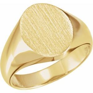 10K Yellow 12x10 mm Oval Signet Ring - 5758:123703:P