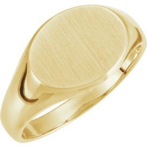 10K Yellow 12x9 mm Oval Signet Ring  - 5545:64371:P