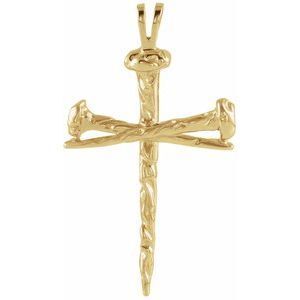 10K Yellow 34x24 mm Nail Design Cross Pendant - R8293:63433:P