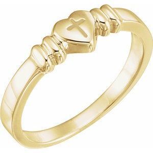 10K Yellow Heart & Cross Chastity Ring Size 6 - R7027:63470:P