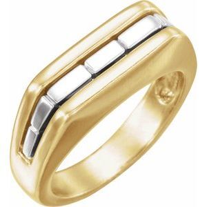 10K Yellow & White Men's Ring   - 9604:119226:P