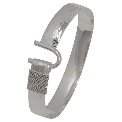 Sterling Silver 10mm Caribbean Hammered Hook Bracelet Sterling Silver Wrap 8.0 - S10HAM80