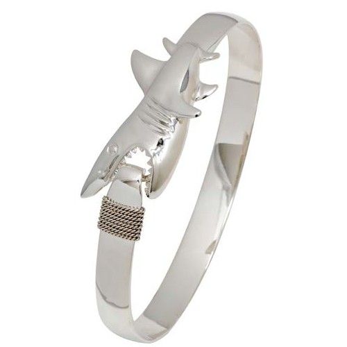 10mm Silver Shark Bite Hook Bracelets W/wraps 8.0  - S10SBH80