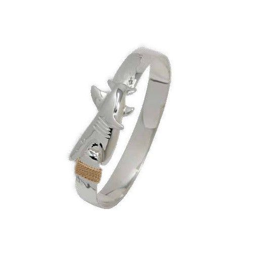 10mm Shark Bite Hook Hammered Hook Bracelet W/14ky Wraps 7.5  - C10SBHHAM75