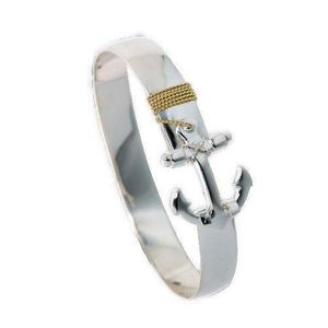 10mm Silver Anchor Hook Bracelets W/14ky Wrap 8.5  - C10ANC85