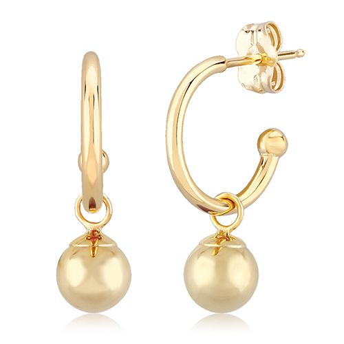 14K Gold 1.5 x 12M with 6M Ball Drop Earrings