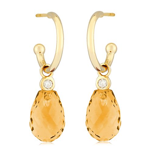 14K Gold 1.5 x 12mm Citrine Earrings - 03-606CI-D