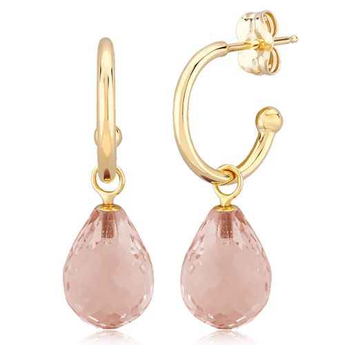14K Gold 1.5 x 12mm with 10 x 7 Rose Quartz Earrings