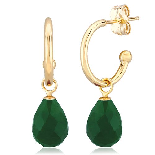 14K Gold 1.5 x 12mm with 8 x 5 Emerald Earrings