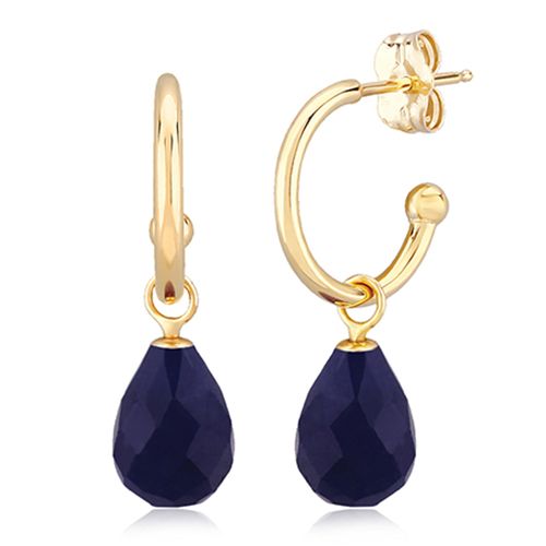 14K Gold 1.5 x 12mm with 8 x 5 Sapphire Earrings