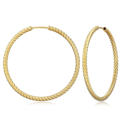 14K Gold 1.8 x 30mm Twist Tubing Earrings