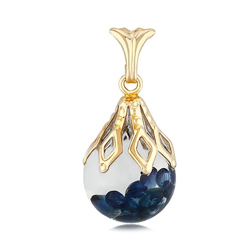 14K Gold 10mm Floating Sapphire Pendant - 05-193-SA
