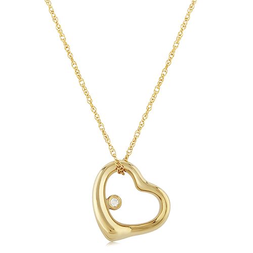 14K Gold 12mm Open Heart Pendant - 21-604-D