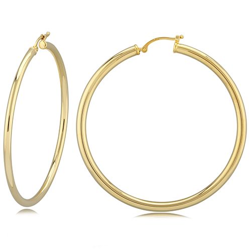 14K Gold 2.5 x 50mm S/D Tube Earrings