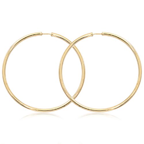 14K Gold 3 x 60mm Endless Hoop Earrings