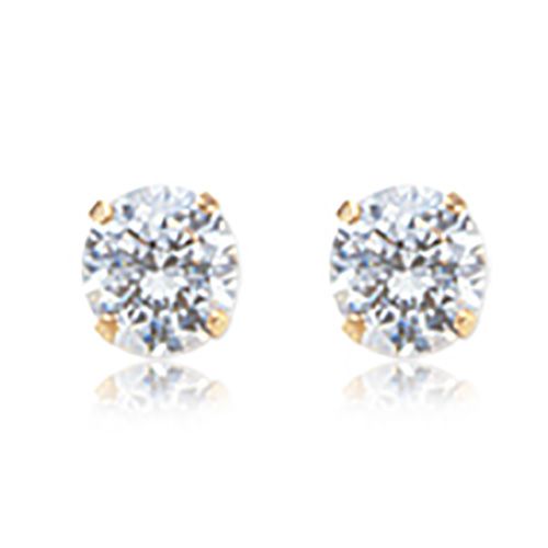 14K Gold 4 Prong 1.0 Ct Tw CZ Earrings