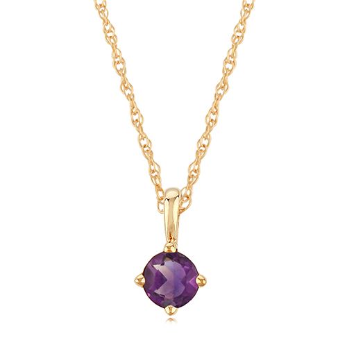 14K Gold 4mm Amethyst Necklace - 05-812-02