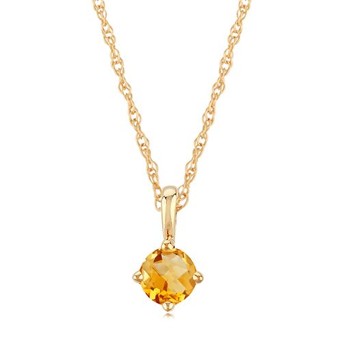 14K Gold 4mm Citrine Necklace - 05-812-11
